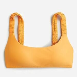 NWT J. Crew Scrunchie Strap Square Neck Bikini Top Removable Cup XL Orange #3110